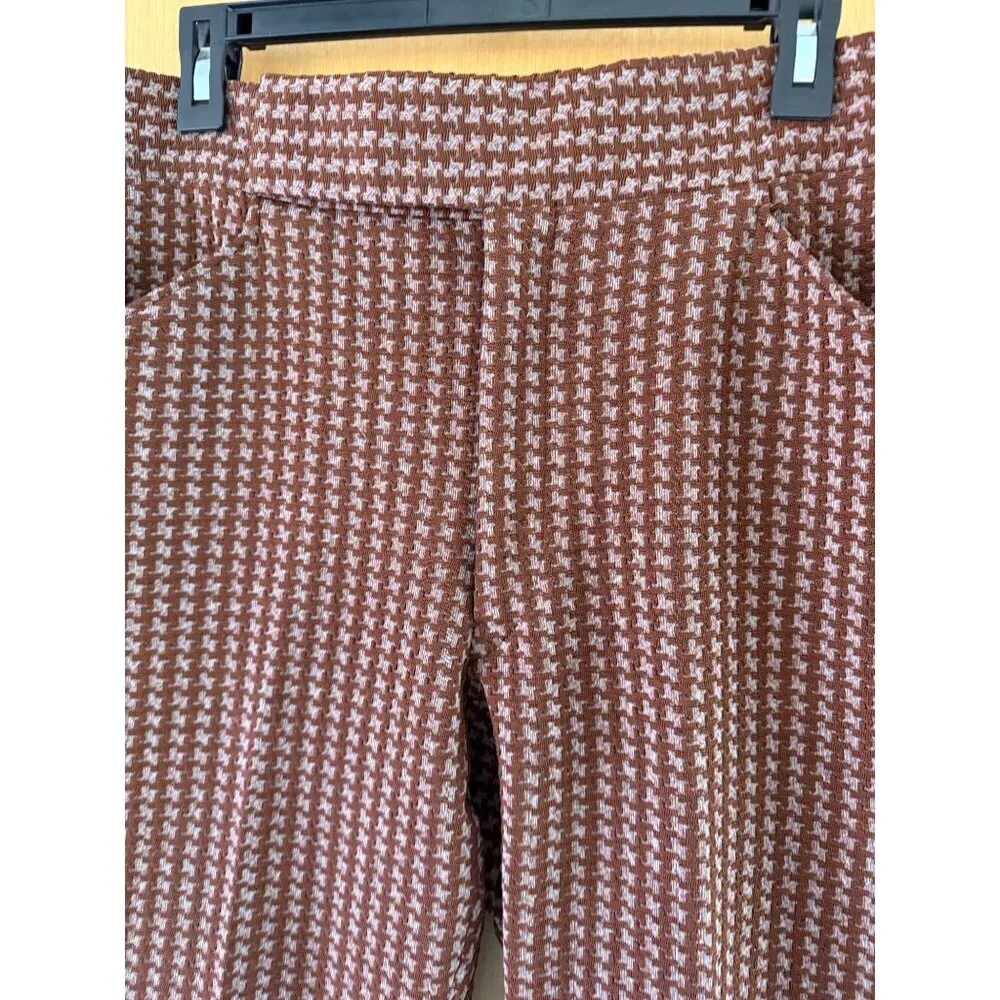 Swagger 60s Mens Houndstooth Skinny Ankle Pants Size 34/31 Brown Hipster